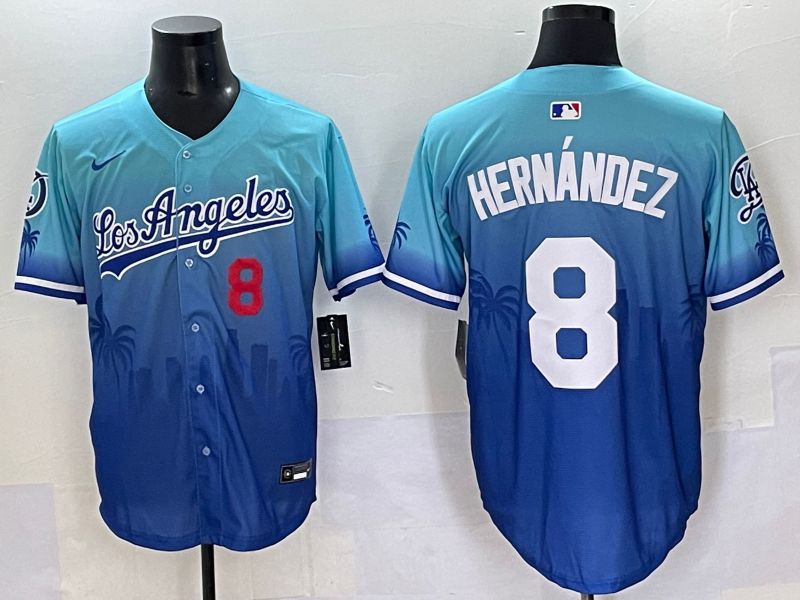 Men 2025 Los Angeles Dodgers #8 Hernandez Blue Nike MLB Jersey Daoqite style 5->los angeles dodgers->MLB Jersey